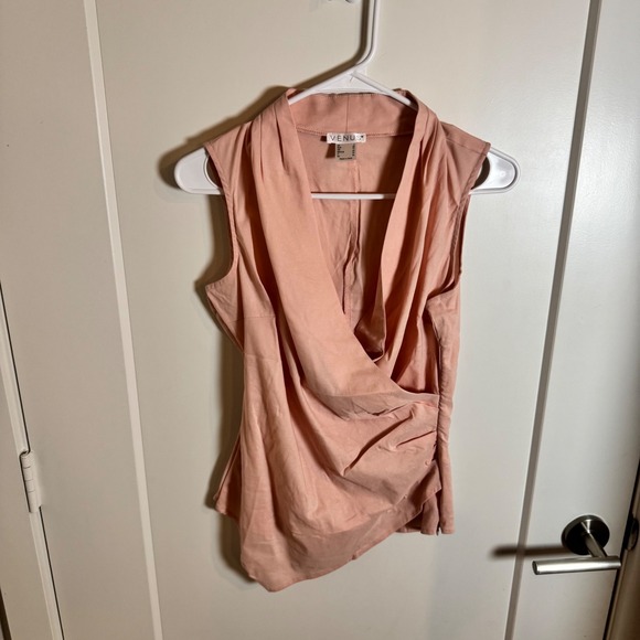 Venus Women Pink Sleeveless Asymmetrical Draped Wrap Top Size 6 - Picture 2 of 5